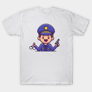 Police With Handcuff And Gun T-Shirt